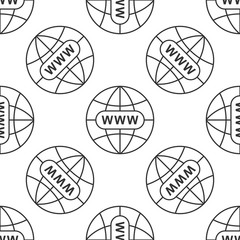 Poster - Go To Web icon seamless pattern on white background. Www icon. Website pictogram. World wide web symbol. Internet symbol for your web site design, logo, app, UI. Flat design. Vector Illustration