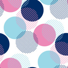 Modern Geometry Pink And Blue Polka Dot Seamless Pattern Vector Illustration For Background, Decoration, Surface Design.