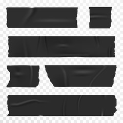 Adhesive tape set on transparent background. Realistic duct tape, scotch stripes