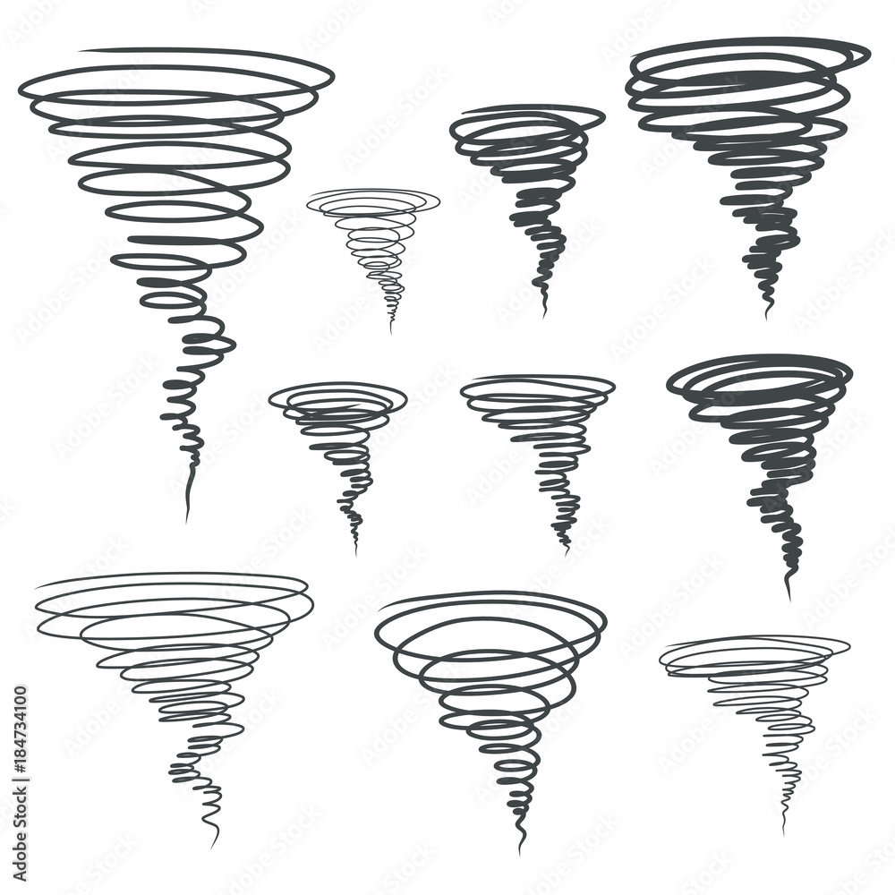 Tornado abstract drawing. Vector illustration - obrazy, fototapety, plakaty 