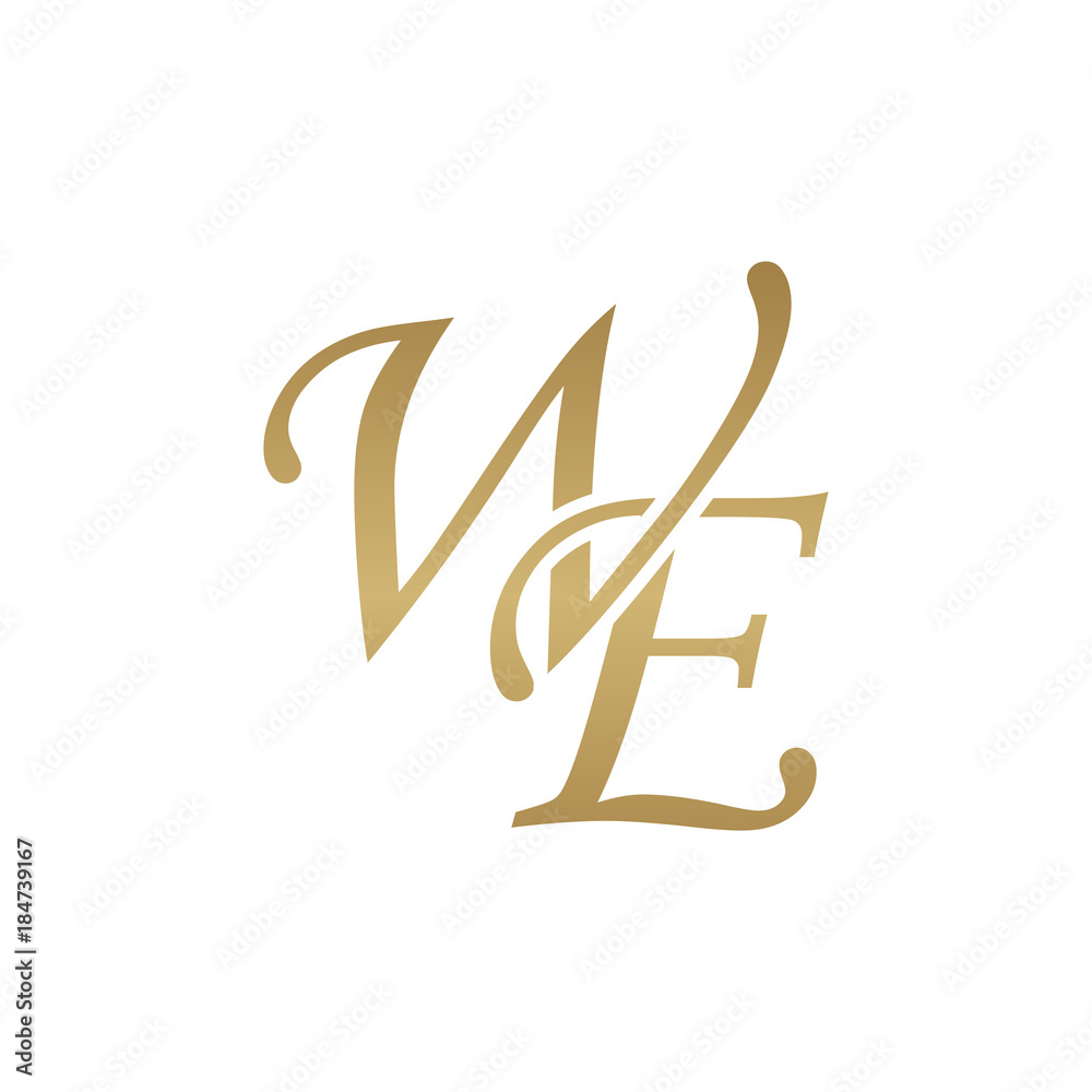 Initial letter WE, overlapping elegant monogram logo, luxury golden ...
