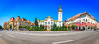 Targu-Mures, Romania, Europe. Street view of the Administrative palace and the Culture palace, landmark