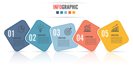 Poster - Timeline infographics design template with 5 options, process diagram, vector eps10 illustration