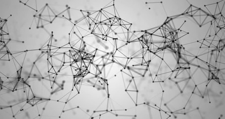 Wall Mural - abstract black geometrical plexus on white grey gradient background with lines and dots