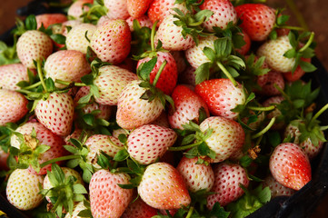 Top view of fresh strawberry background