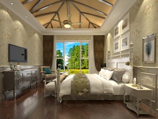 Bedroom interior 3d illustration