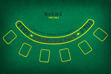 Wall Mural - Black Jack gambling table. Flat lay