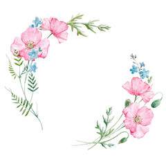 Wall Mural - Watercolor floral frame