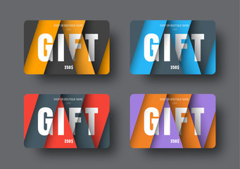 Poster - gift card template in a modern style of material design with floating overlapping papers