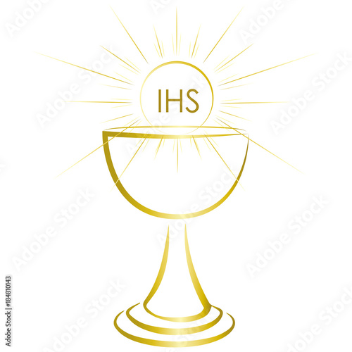 Fotografie, Obraz Simple gold chalice - holy communion sacrament symbol.