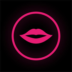 Sticker - Neon Button rund - Lippen