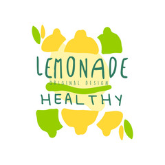 Sticker - Healthy lemonade healthy original design logo, natural product badge colorful hand drawn vector Illustration