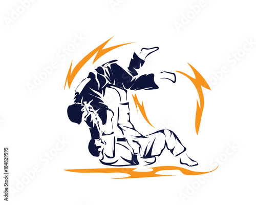 Plakaty Judo  namietny-sportowiec-judo-w-akcji-logo