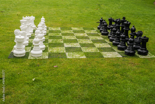 Large Chess Game On Lawns At Cardigan Castle Pembrokeshire - 