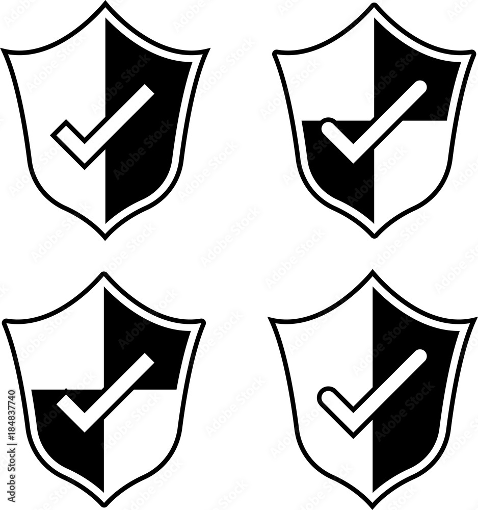 Shield With Check Mark Icon Design Stock Vector | Adobe Stock
