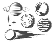 Set Of Vintage Planet Icons