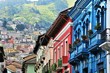 Typical Colorful colonial architetcure in Quito, Ecuador