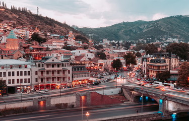 Fototapete - Beautiful view of Tbilisi in evening. Georgia