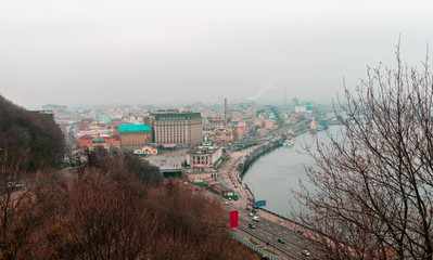 Fototapete - View On Kiev on cloudy day. Kiev. Ukraine