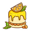 Yummy and cute orange cake ready to eat - vector.