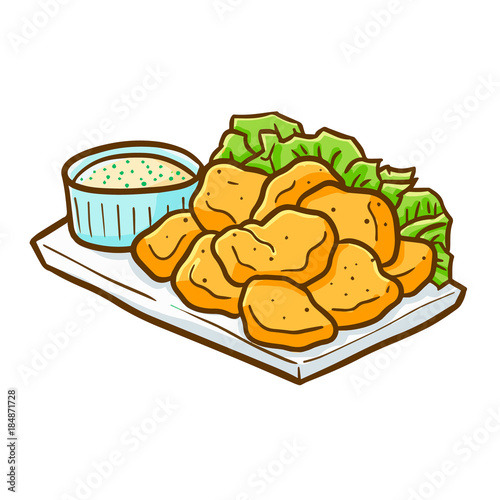 Yummy and cute chicken nugget ready to eat vector. Stock Vector