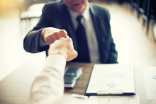 Two Business Man Use Hand To Fist Bump