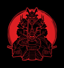 Wall Mural - Samurai, Ready to fight composition designed on sunlight graphic vector