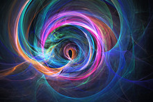 Abstract Pink, Orange And Blue Swirly Shapes. Fantasy Colorful Chaotic Fractal Texture. 3D Rendering.