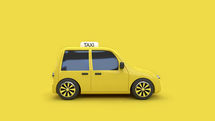 Wall Mural - eco car-yellow taxi transportation concept 3d rendering