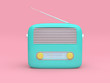3d rendering abstract cartoon old radio pink background