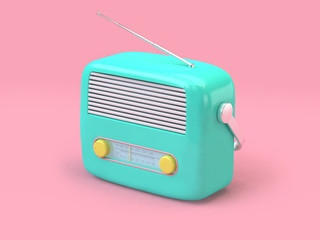 abstract cartoon old radio pink background 3d rendering