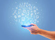 © ra2 studio - Hand with phone and drawn office icons