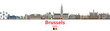 vector city skyline of Brussels. Flag of Belgium