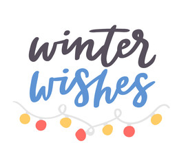 Sticker - Winter Hello logo vector badge text letters motivation welcome wintertime phrases and quotes illustration lettering
