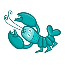 Cute  And Funny Fresh Green Lobster - Vector.