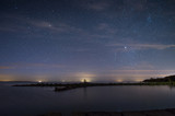 Fototapeta Niebo - sky stars night landscape råbäck water pier vänern