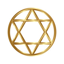 Golden Seal Of Solomon, Star Of David. Vector Six-pointed Star.