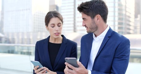 Wall Mural - Business people use of smart phone together