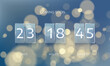 Announce countdown panel design. Count days, hours and minutes. Web banner countdown to New Year. Vector illustration on blur xmas background