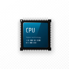Poster - CPU isolated on transparent background. Microchip unit concept. Vector illustration