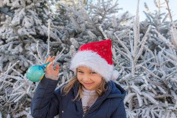 Poster - enfant et s&apins de noël 