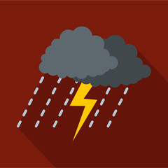 Poster - Cloud thunder icon. Flat illustration of cloud thunder vector icon for web