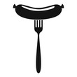 Sausage on fork icon. Simple illustration of sausage on fork vector icon for web