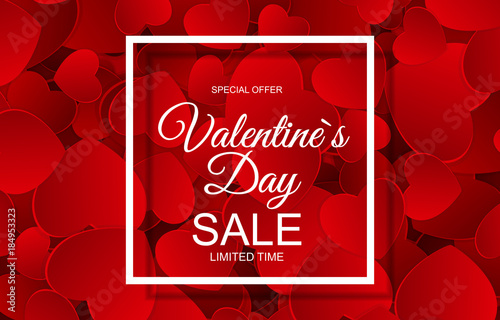 Fotografie, Obraz Valentines Day Sale Card with Frame. Vector Illustration