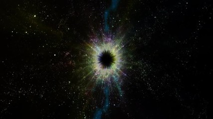 Wall Mural - space 2313: light, stars and galaxies stream into a black hole in space (loop).