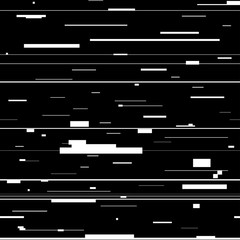 Poster - Glitch abstract background. Glitched backdrop with distortion, seamless pattern with random horizontal black and white lines for banner, poster and web design. Vector illustration.