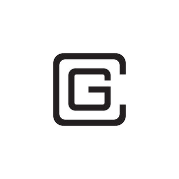 Initial letter C and G, CG, GC, overlapping G inside C, line art logo, black monogram color