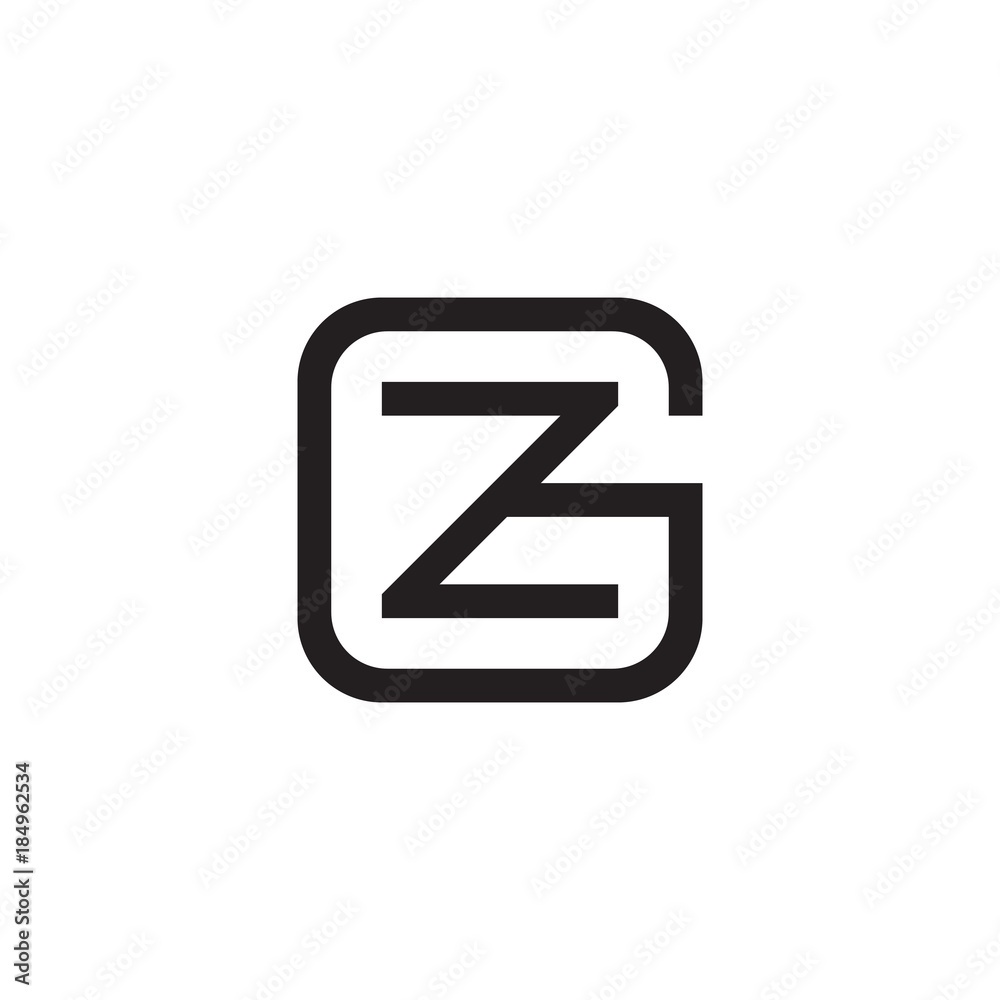 Initial letter G and Z, GZ, ZG, overlapping Z inside G, line art