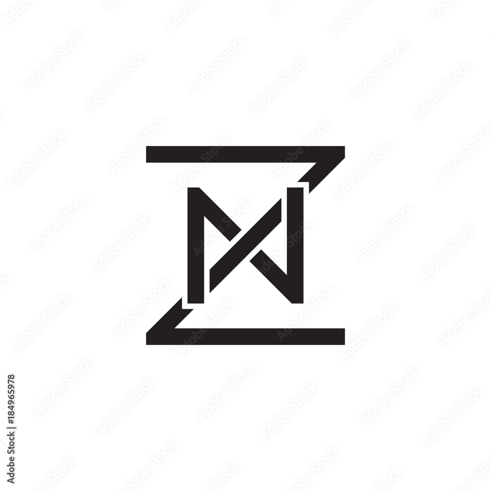 Non Z Initial letter Z and N, ZN, NZ, overlapping N inside Z, line art logo ...
