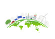 Ecology concept with green city on earth, World environment and sustainable development concept, vector illustration